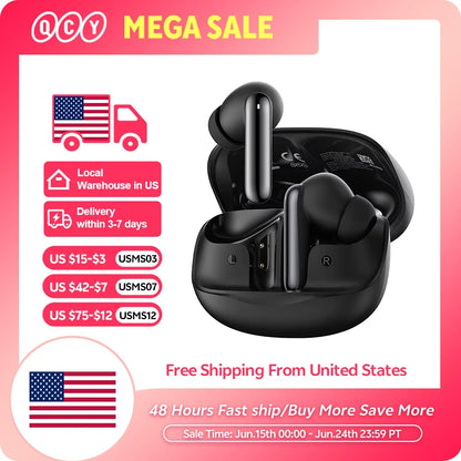 QCY Melobuds N50 ANC Bluetooth 5.4 Wireless Earphones Active Noise Cancellation 6 Mics Clear Call Earbuds Multipoint Connection