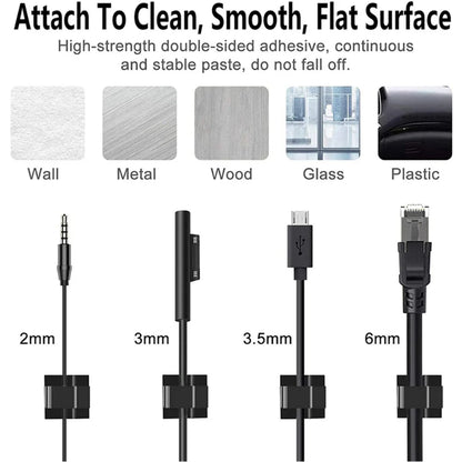 50Pcs Adhesive Cable Wire Clips Clear Cable Outdoor Cable Management Wire Organizer Cord Holder for Under Desk Car Wall TV Cable