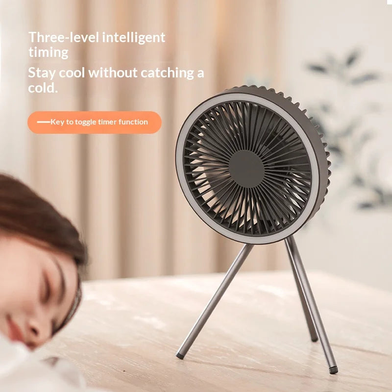 HOMEFISH Portable Rechargeable Camping Fan 4000mAh 10000mAh Wireless Ceiling Desktop Fan with Power Bank LED Light