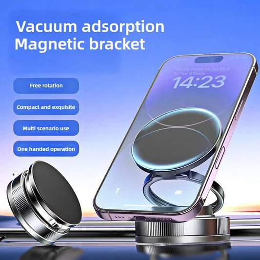 Vacuum Magnetic Phone Bracket Multi-angles Adjustment Strong Magnet Suction Design Foldable Mini Car Holder Navigation Stand New