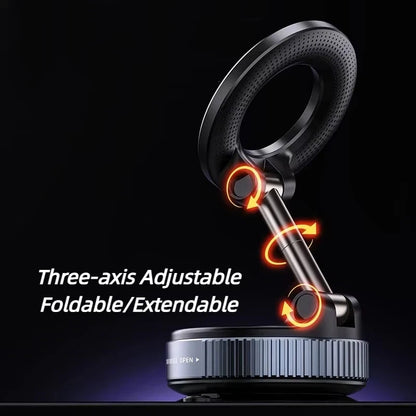 Rotating Folding Magnetic Phone Holder Vacuum Suction Mag Stand for Car Navigation Gym Kitchen - Universal GPS Streaming Bracket