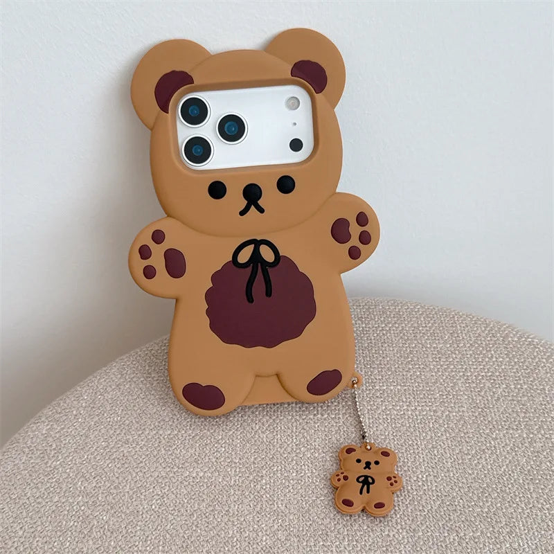 3D Cartoon Bear Soft Silicone Phone Case For iPhone