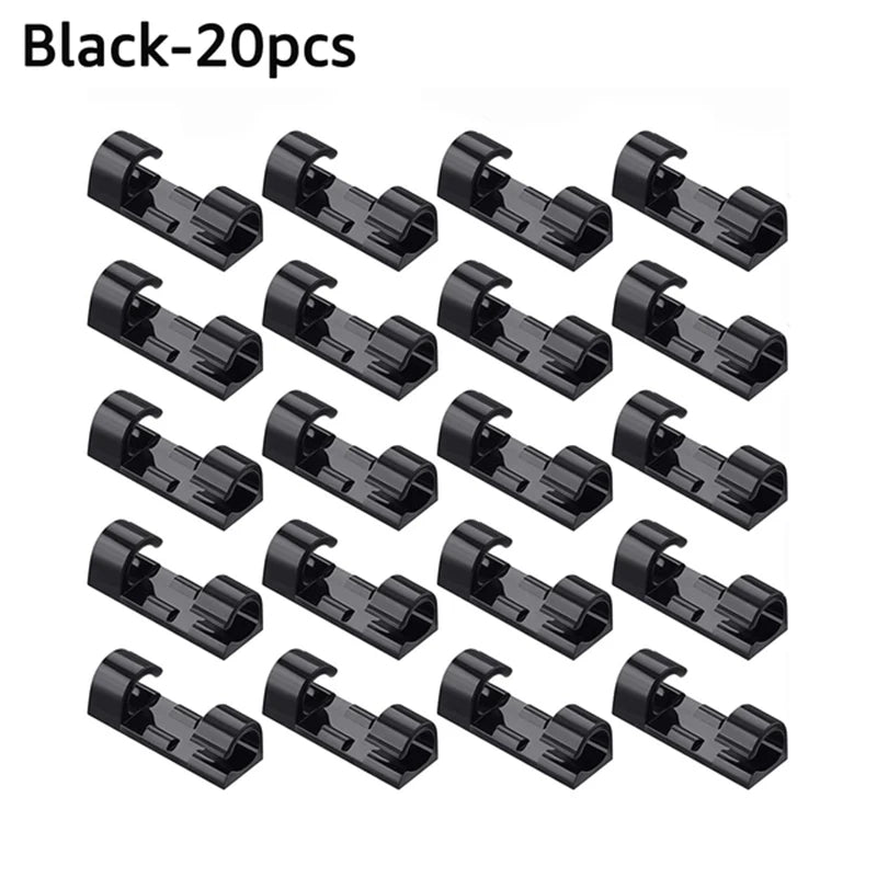 20PCS Cable Organizer Clips Cable Management Desktop Workstation ABS Wire Manager Cord Holder Charging Data Line Bobbin Winder