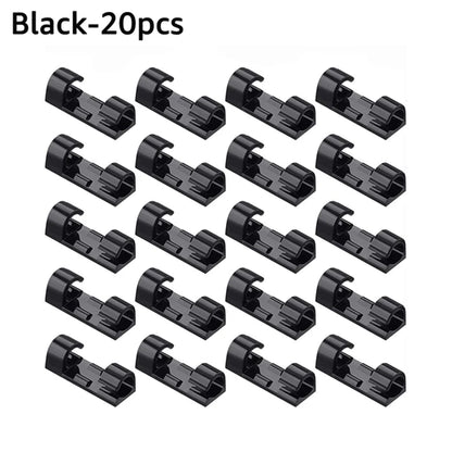 20PCS Cable Organizer Clips Cable Management Desktop Workstation ABS Wire Manager Cord Holder Charging Data Line Bobbin Winder