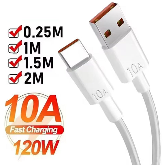 120W 10A USB Data Cable Type C Fast Charging Line Quick Charge 3.0 USB C Data Cord for  Xiaomi Samsung Huawei Oneplus Cell Phone