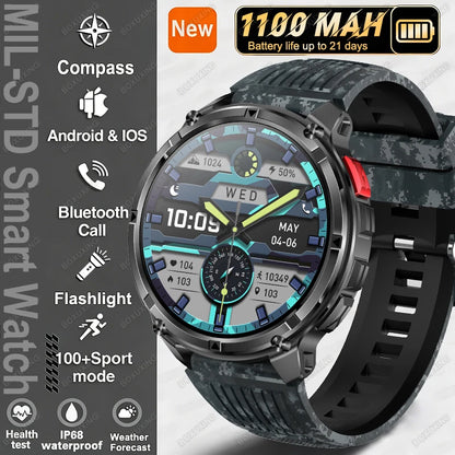 2026 New T-Rex3 Ultra Military Smart Watch 1100mAh Battery GPS Path IP68 Waterproof Sports Tracker Outdoors Compass Smartwatch