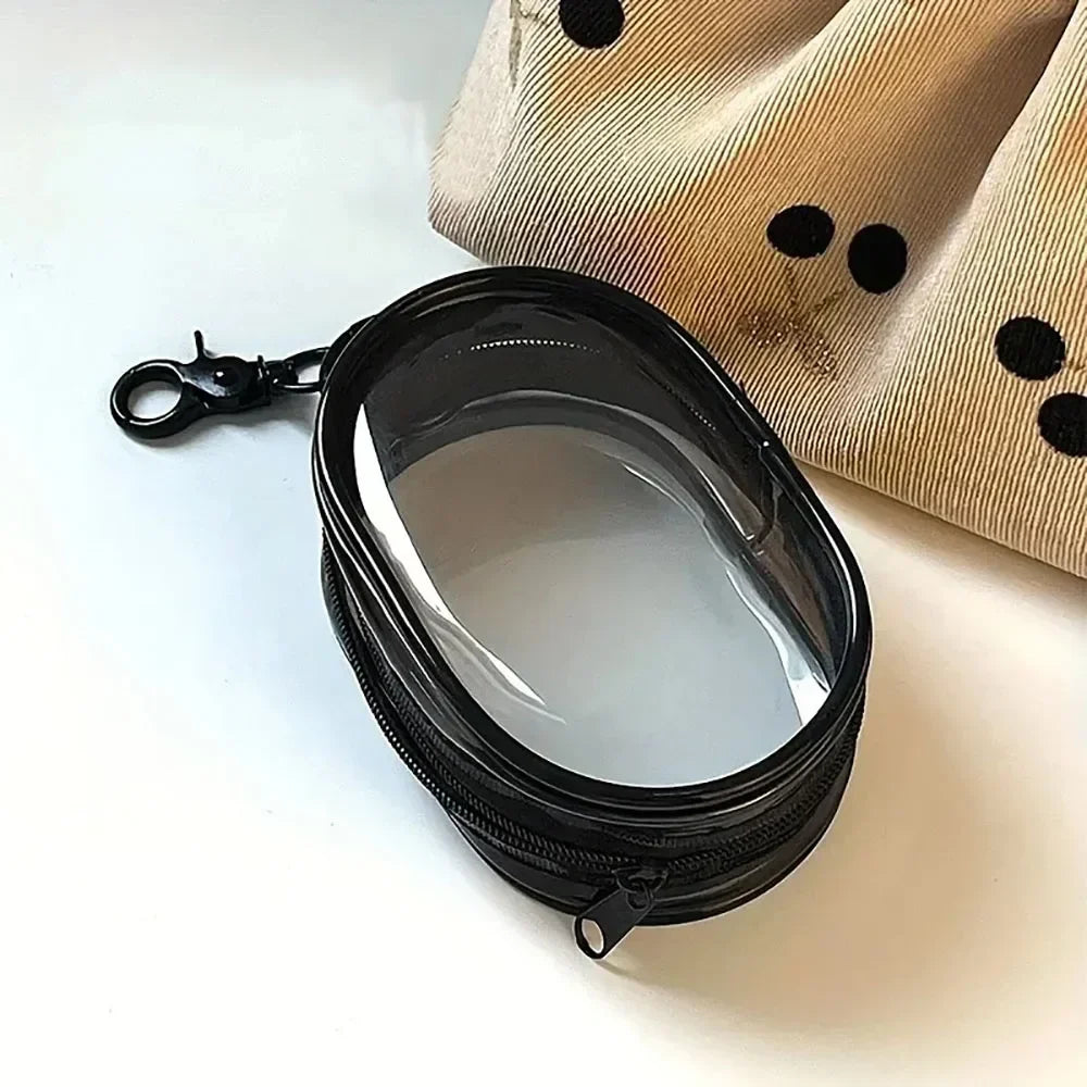1/2Pcs Transparent Doll Storage Bag with Keychain Outdoor Display Organizer Box for Plush Dolls Earphone Case Accessories