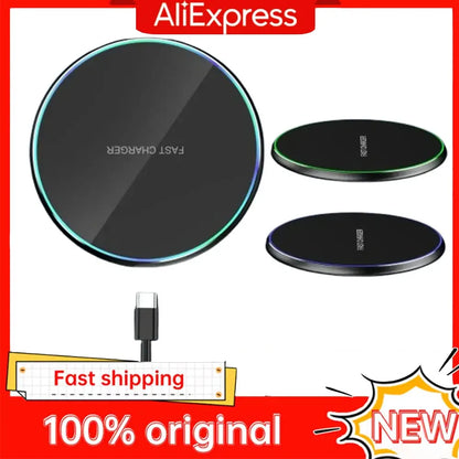 LED Fast Wireless Charging Stand Universal Charger Dock Pad for iPhone 17 16 15-8 Series Samsung S24/S23/S22/S21 Xiaomi Huawei