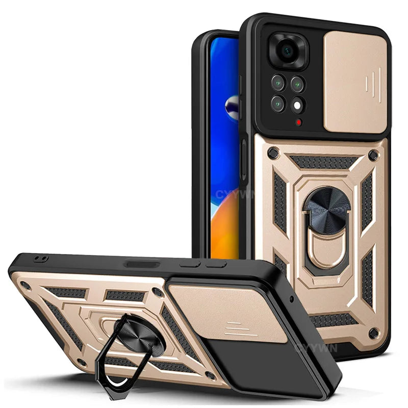 Slide Camera Lens Protector Armor Case For Xiaomi Redmi Note 13 12 11 Pro Plus 11s 12s Military Grade Bumpers Ring Cover