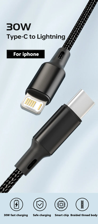 PD 30W USB Cable For iPhone 14 13 12 11 Pro Max 7 8 14 Plus XS XR Fast Charging USB C Cable Charger Date Wire Accessories