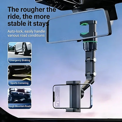 360° Car Rearview Mirror Mount Stand Holder for Cell Phone and GPS Adjusted Automobile Cradles Suitable for All Phone Models