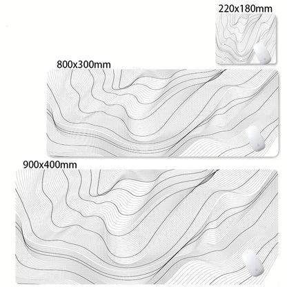 Black White Strata Abstract Design Gaming Mouse Pad Non-Slip Lock Stitched Edge Large Office Desk Mat for Computer and Keyboard