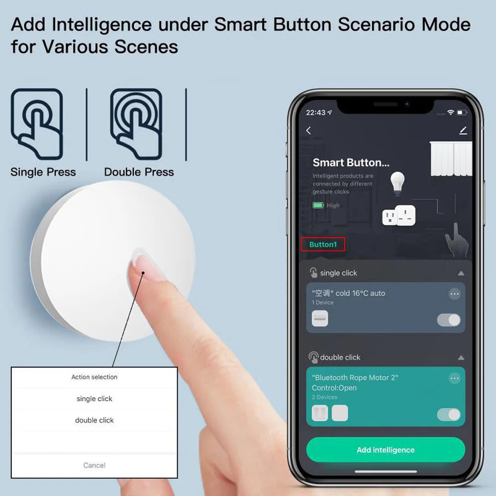 Tuya Zigbee Wireless Button Scene Switch Voice Control Smart Button Smart Life App Zigbee Devicesfor Smart Home Remote Control