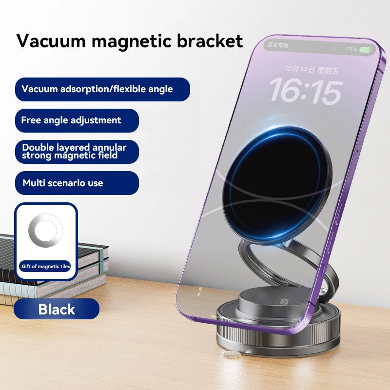 Vacuum Magnetic Phone Bracket Multi-angles Adjustment Strong Magnet Suction Design Foldable Mini Car Holder Navigation Stand New