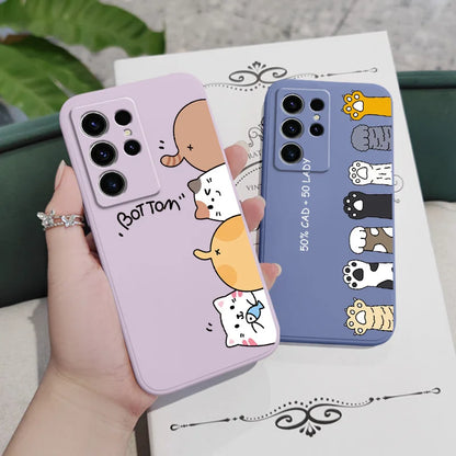 Cat Litter Phone Case For Samsung Galaxy S25 S24 S23 S22 S21 S20 Ultra Plus FE S10 Note 20 ultra 10 9 Plus Cover