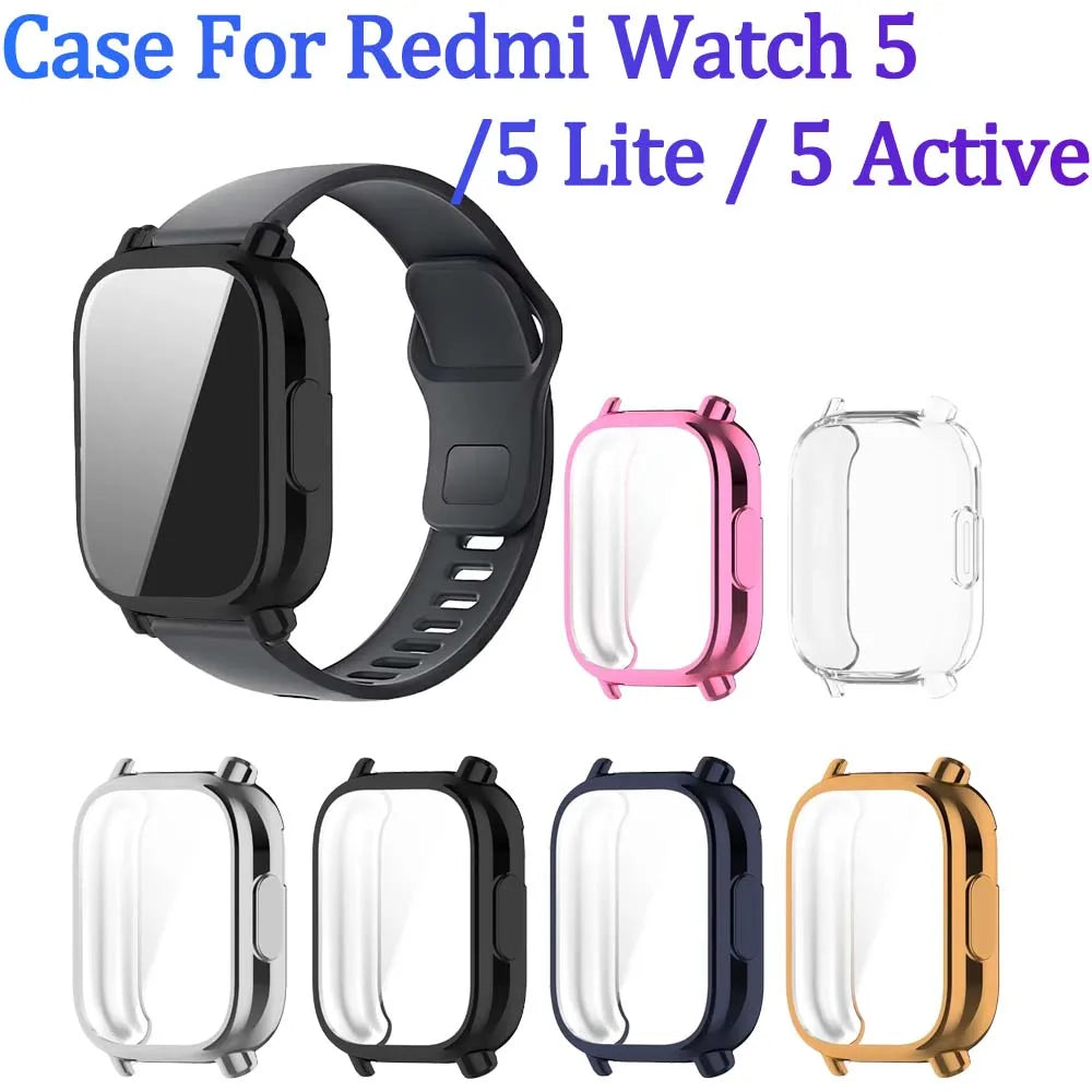 TPU All-inclusive Case for Redmi Watch 5 / 5 Lite / 5 Active Soft TPU Plating Protector Watch Cover Suit for Redmi Watch