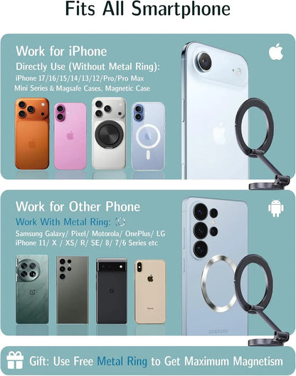 Ultra Strong Magnetic Car Phone Holder All Metal Foldable Mount 360° Rotation for Dashboard Windshield Desk Fits iPhone Android