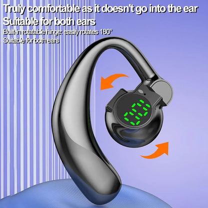 360° Rotatable Bluetooth 5.4 Earphones Single Ear Earhooks Noise Cancelling Sports Headphones  Wireless Earbud with Microphone