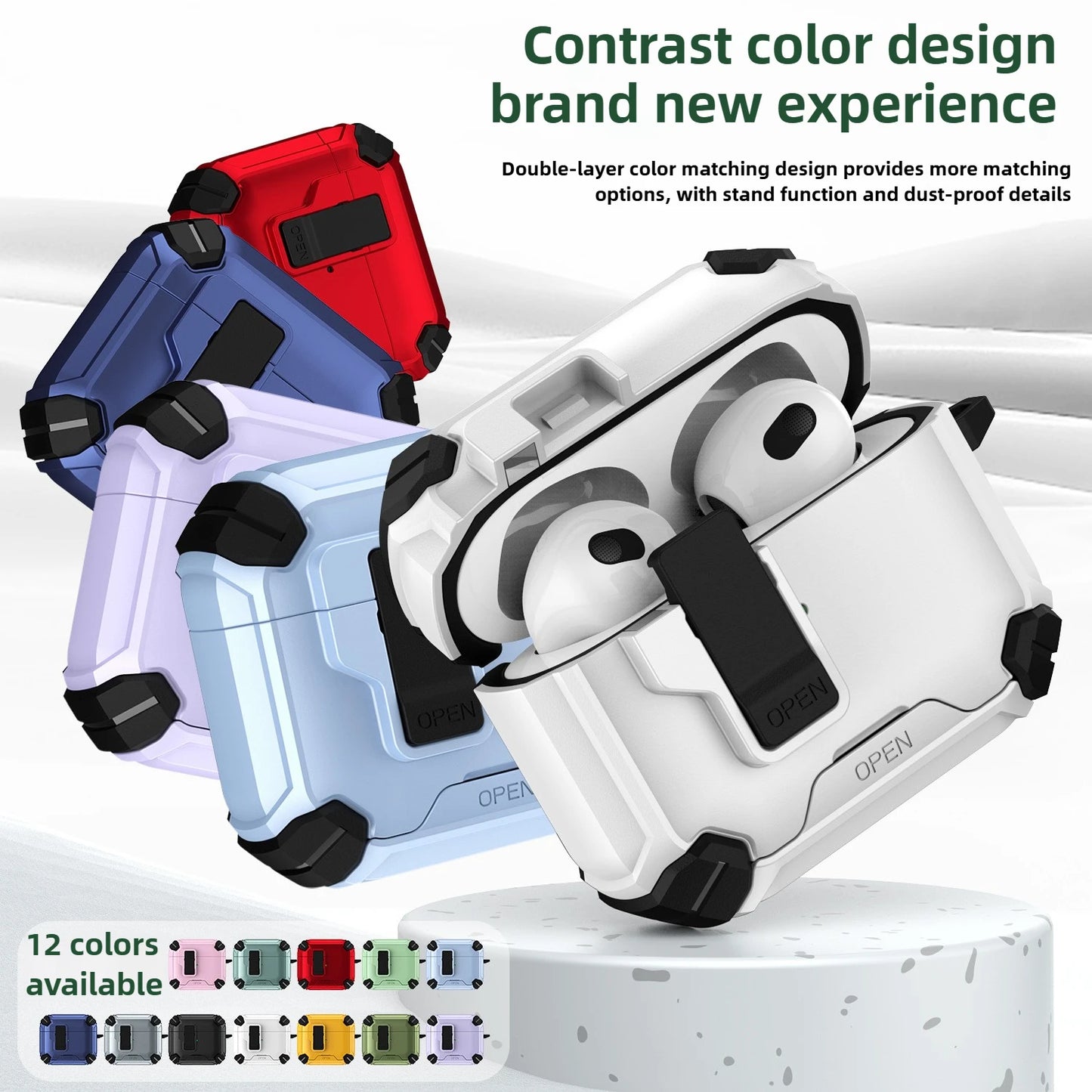 Safety Lock with Magnetic Closure Earphone Case for Airpods Pro 3 & Airpods 1/2/3/4/Pro Elastic Cover Use As Mobile Phone Holder