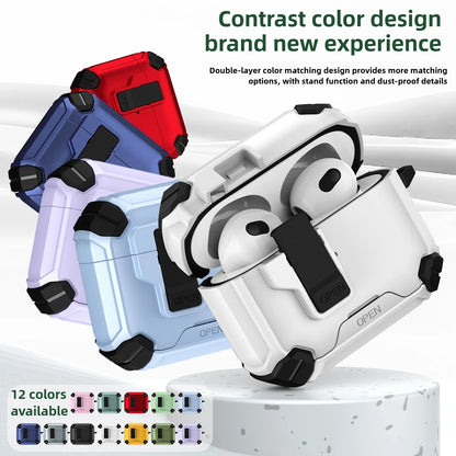 Safety Lock with Magnetic Closure Earphone Case for Airpods Pro 3 & Airpods 1/2/3/4/Pro Elastic Cover Use As Mobile Phone Holder