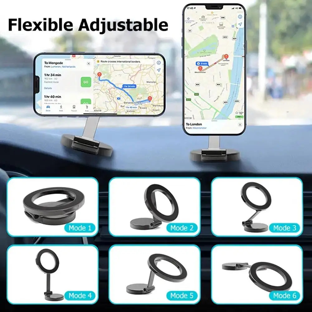 Ultra Strong Magnetic Car Phone Holder All Metal Foldable Mount 360° Rotation for Dashboard Windshield Desk Fits iPhone Android