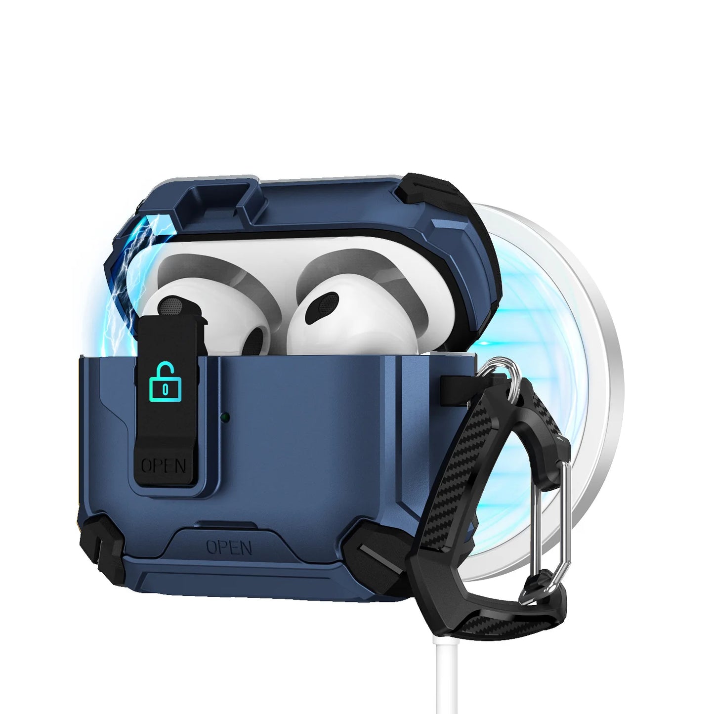 Safety Lock with Magnetic Closure Earphone Case for Airpods Pro 3 & Airpods 1/2/3/4/Pro Elastic Cover Use As Mobile Phone Holder