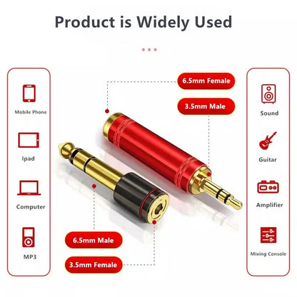 3.5mm To 6.35mm Female Headphone Adapter 6.5 3.5 Connectors Earphones Microphone Speaker Guitar Conversion Plug Audio Converter