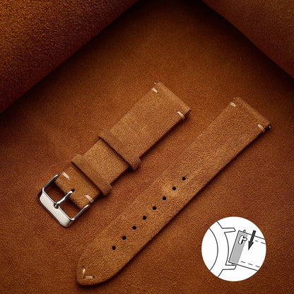 Wristband 20mm 22mm 4mm 16mm 18mm Quick Release Soft Suede Strap Brown Watch Bands Calfskin Bracelet Women&Men Accessories