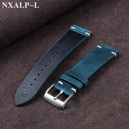 Vintage Oil Wax Leather Watch Band 18mm 20mm 21mm 22mm Handmade Stitching Cowhide Strap for Omega for Seiko Smartwatch Wristband