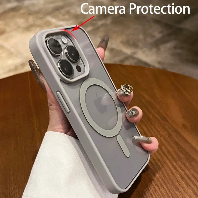 Luxury Transparent Magnetic Case For iPhone 16 15 14 13 12 11 Pro Max Plus For Magsafe Wireless Charge Shockproof Bumper Cover