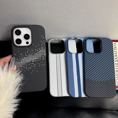 Luxury Carbon Fiber Business Plastic Phone Case For iPhone 17 16 15 14 13 12 Pro Max 11 Ultra-Thin Cool Armor Shockproof Cover