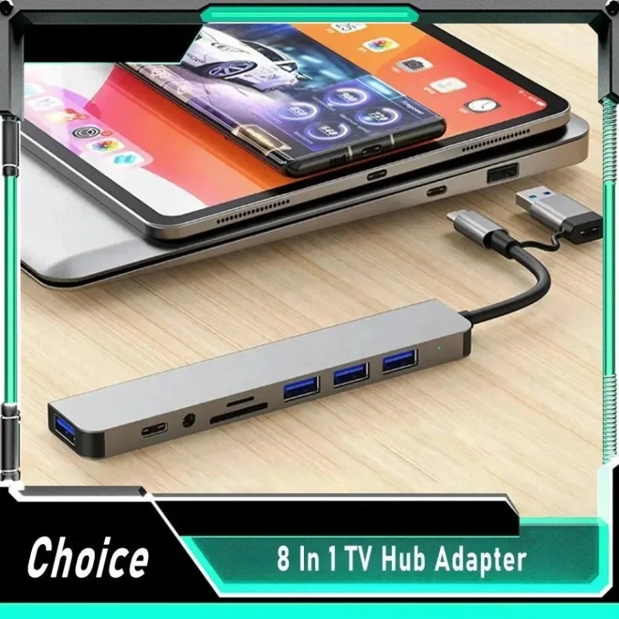 7/8 in1 USB C Hub Expander Multiport Adapter Type C Splitter Dock USB 3 Port for Xiaomi Phone Tablet Fast Data Transfer Charging