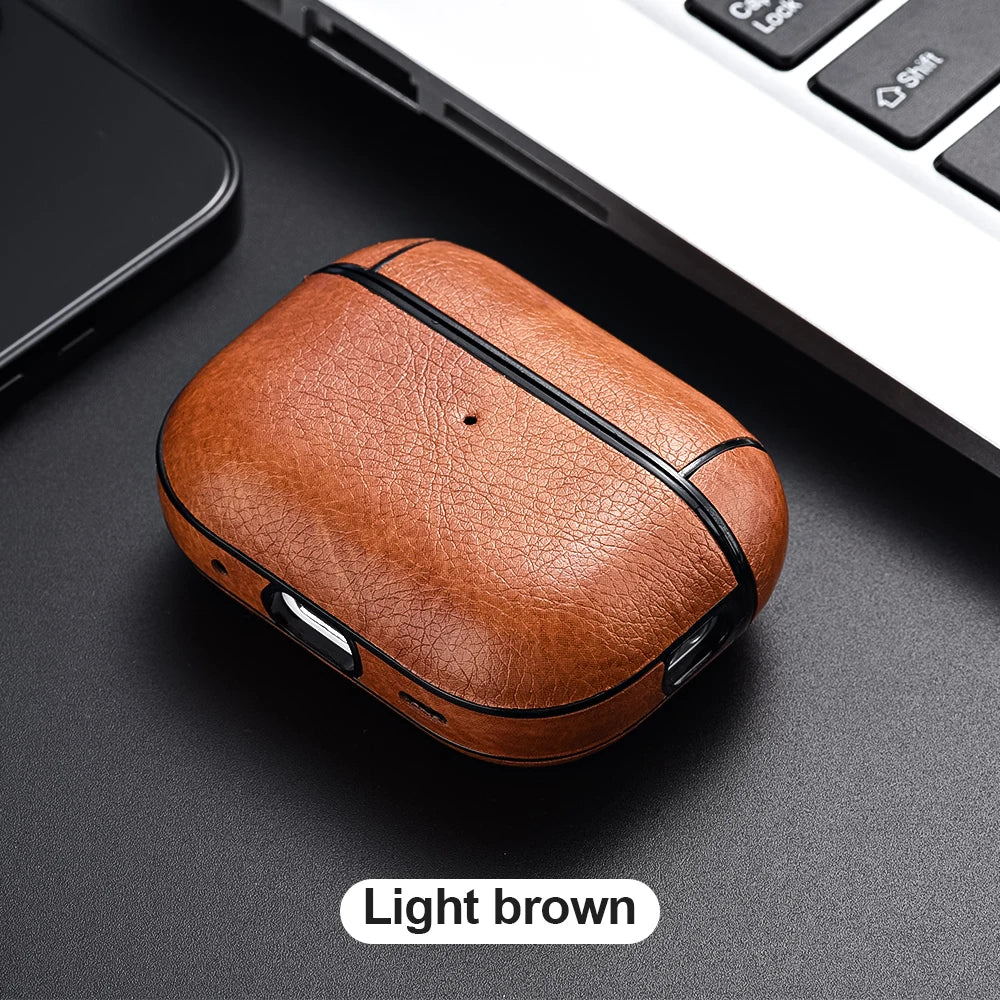 For Airpods Pro 3 Case Leather Business Earphone Case Headset Shell Headphone Cover For AirPod 4 3 Pro 2nd Gen USB C