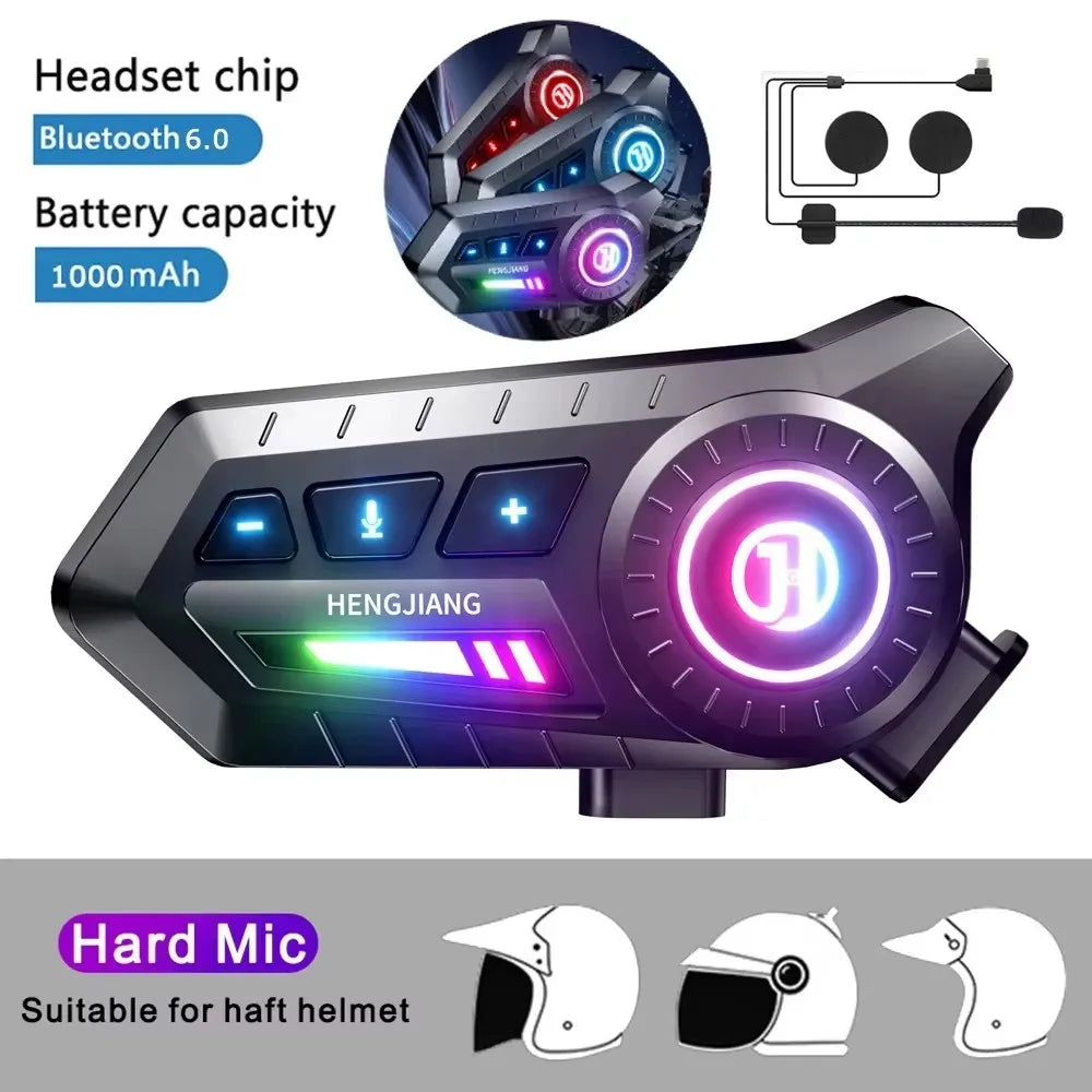 BT12 Motorcycle Helmet Headset Stereo Bluetooth Earphone Wireless Handsfree Mic Headphones Music Player For Motorbike Rider