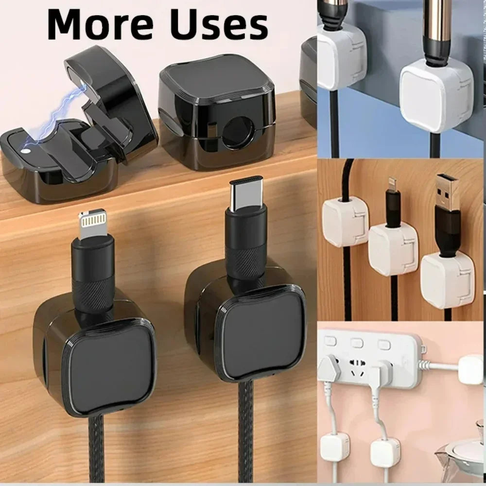 1/3/6 PCS Magnetic Cable Organizer Cable Clips Management Wire Keeper Wall Data Cable Winder Adjustable Cord Holder Under Desk