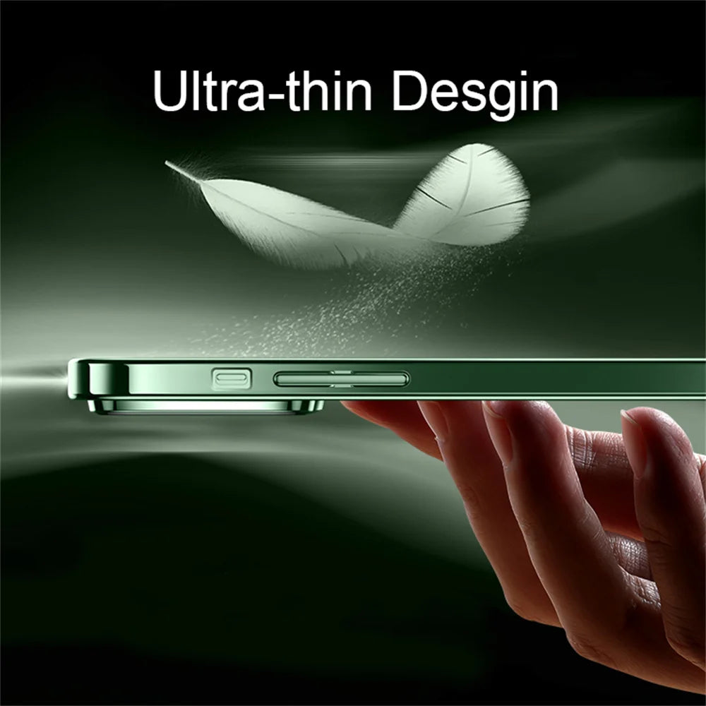 Luxury Original Plating Clear Phone Case For iPhone 15 13 12 14 Pro Max Large Window Full Lens Protection Shockproof Cover Funda