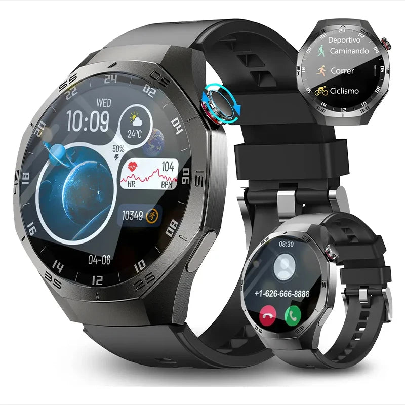 2025New For Android and ios Smart Watch Men AMOLED Screen GPS Motion trajectory Heart Rate Bluetooth Calls SmartWatch Waterproof