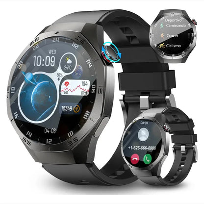 2025New For Android and ios Smart Watch Men AMOLED Screen GPS Motion trajectory Heart Rate Bluetooth Calls SmartWatch Waterproof