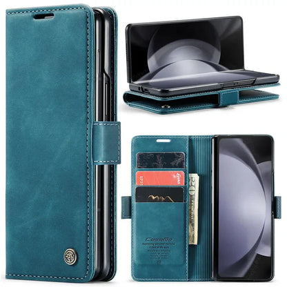 CaseMe Retor Leather Wallet Card Slot Phone Case for Samsung Galaxy Z Fold 7 6 5 4 Fold5 Fold6 Shockproof Flip Stand Cover Coque