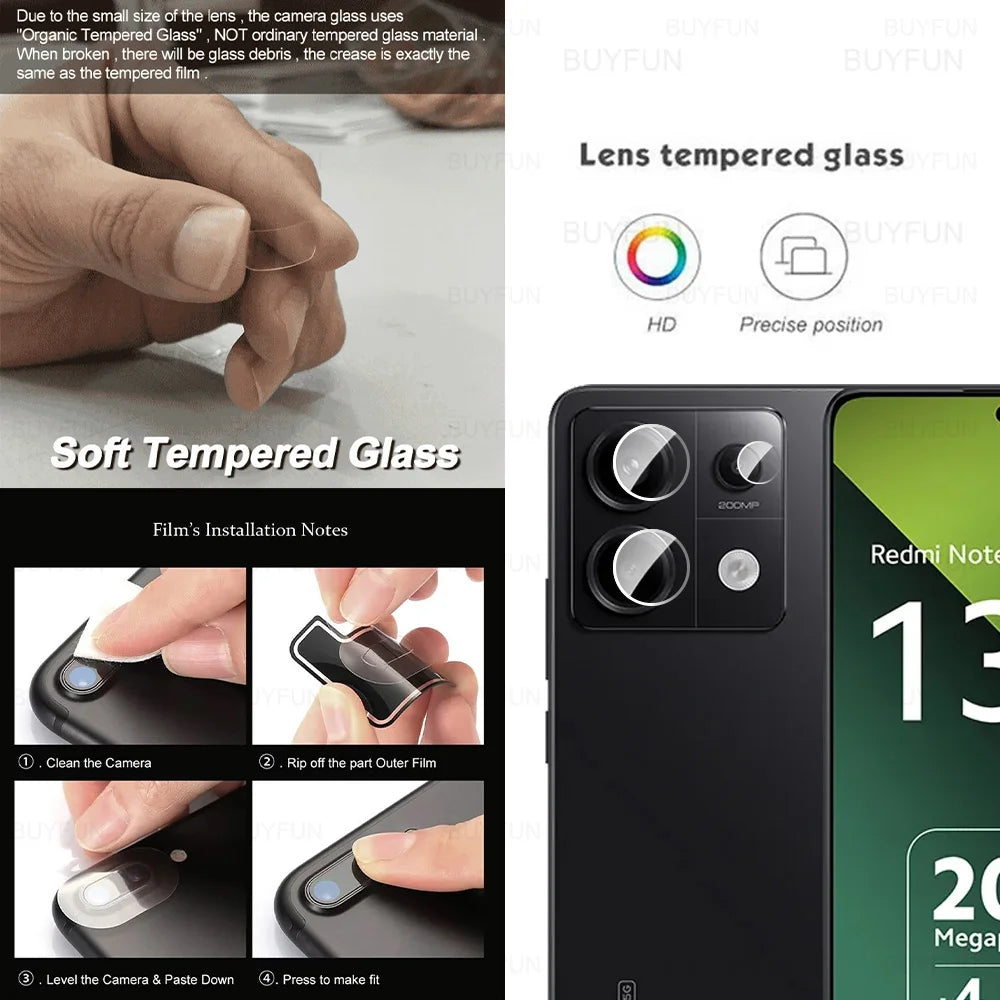 8 in 1 Tempered Glass For Redmi Note 13 15 Pro 5G Camera Glass Xiaomi Note13 14 Note14 13Pro 15Pro 4G HD Lens Screen Protector