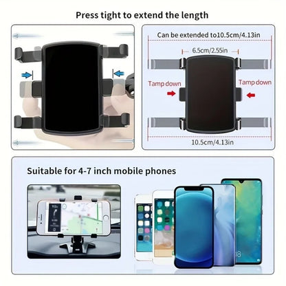 360° Rotatable Car Phone Holder Universal Dashboard Easy Clips Mount Stand Cellphone Holder for GPS Navigation Car Accessories