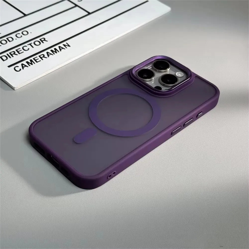 Luxury Spiricle Camera Protection Case for iPhone 15 16 Pro Max 16 Magsafe Cases for iPhone 14 12 11 13 17 Pro Max Matte Cover