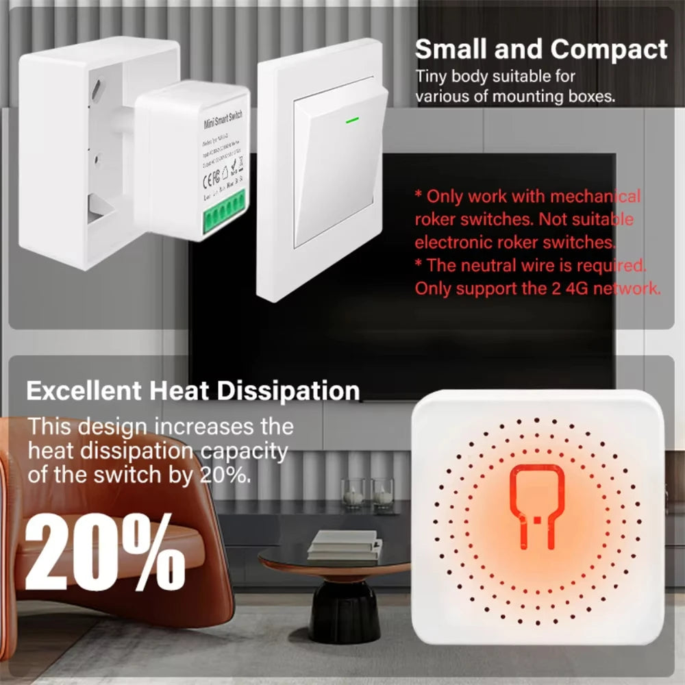 Smart Home WiFi or ZigbeeMini Switch 16A/20A Relay Breaker with Timer Remote APP Voice Control Works with Tuya Alexa Google Home