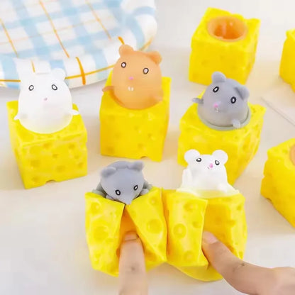 1/3 Pcs Stress-relieving Pet Cheese Mouse Squeezing Squirrel Cup Toys Decompression Fidget Antistress Sensory  Reliefing Gift