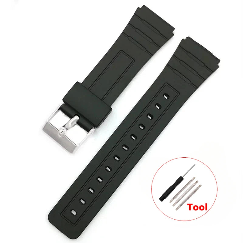 12/14/16/18/20/22mm Silicone Rubber Strap for Casio W800H A158/168 AE1200/1300 Watchband for SGW400 F91W F84 F105/108 Bracelet