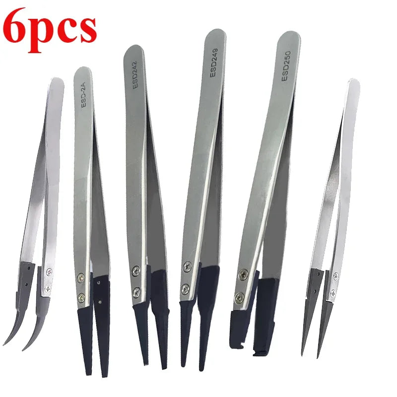 Watch Hands Installation Work Tweezers Straight Elbow Handle Stainless Antistatic Plastic Tweezers ESD-259 ESD-259A ESD-7A