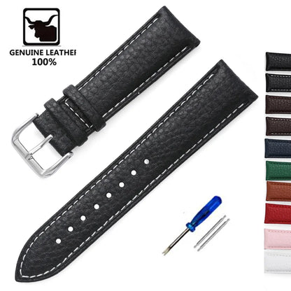 Litchi Pattern Soft Leather Watch Band Bracelet 14mm 16mm 18mm 20mm 22mm Replacement Wrist Straps Watchbands