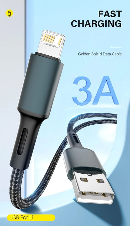 Quick Charge USB Cable For iPhone 12 13 14 11 Pro X Max 6 7 8 Plus 5 SE iPad Origin Mobile Phone Cord Data Charger Wire 3m