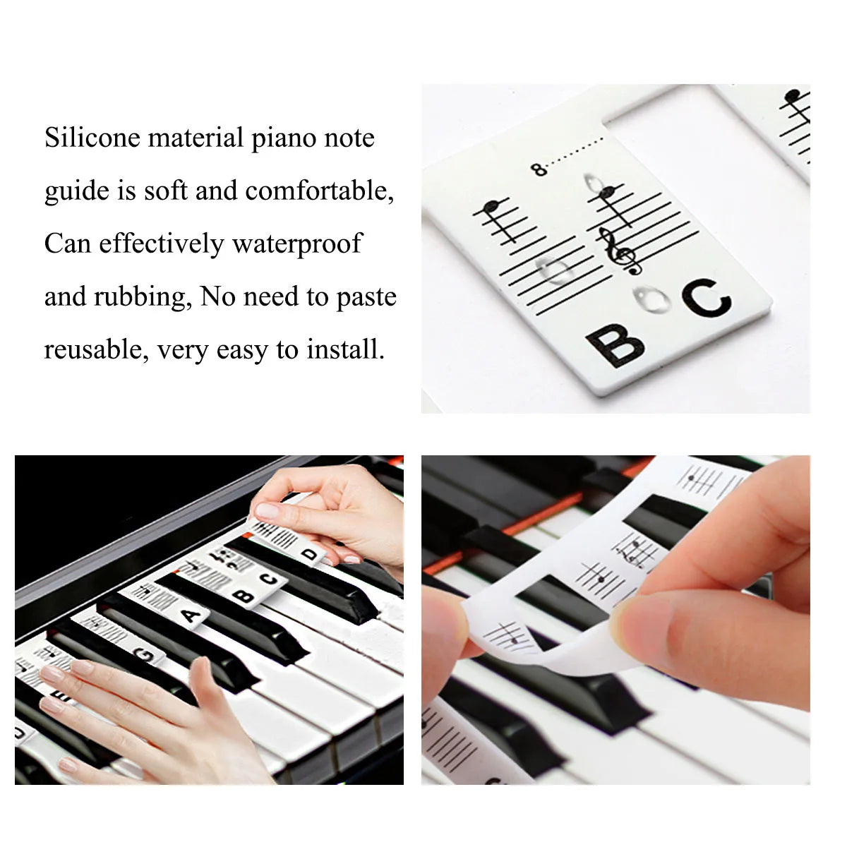Miwayer 61/88 Keys Piano Keyboard Stickers, Removable Piano Keyboard Note Labels for Learning Piano Notes Guide for Beginner