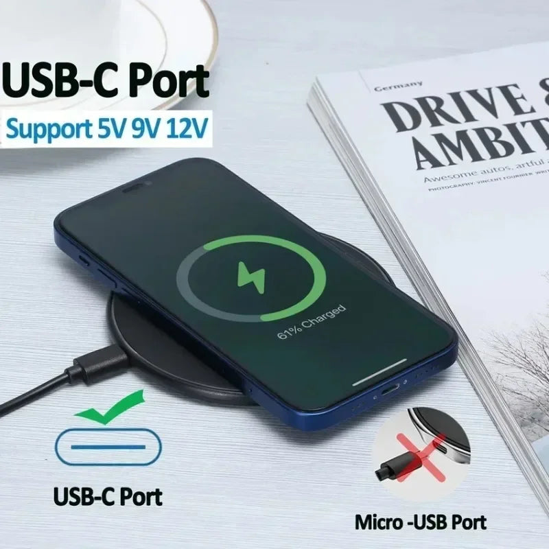 Wireless Charging Pad Fast Wireless Charger Compatible for iPhone 17 Pro 16 15 14 13 12 SE XS Max XR AirPods for Samsung Galaxy